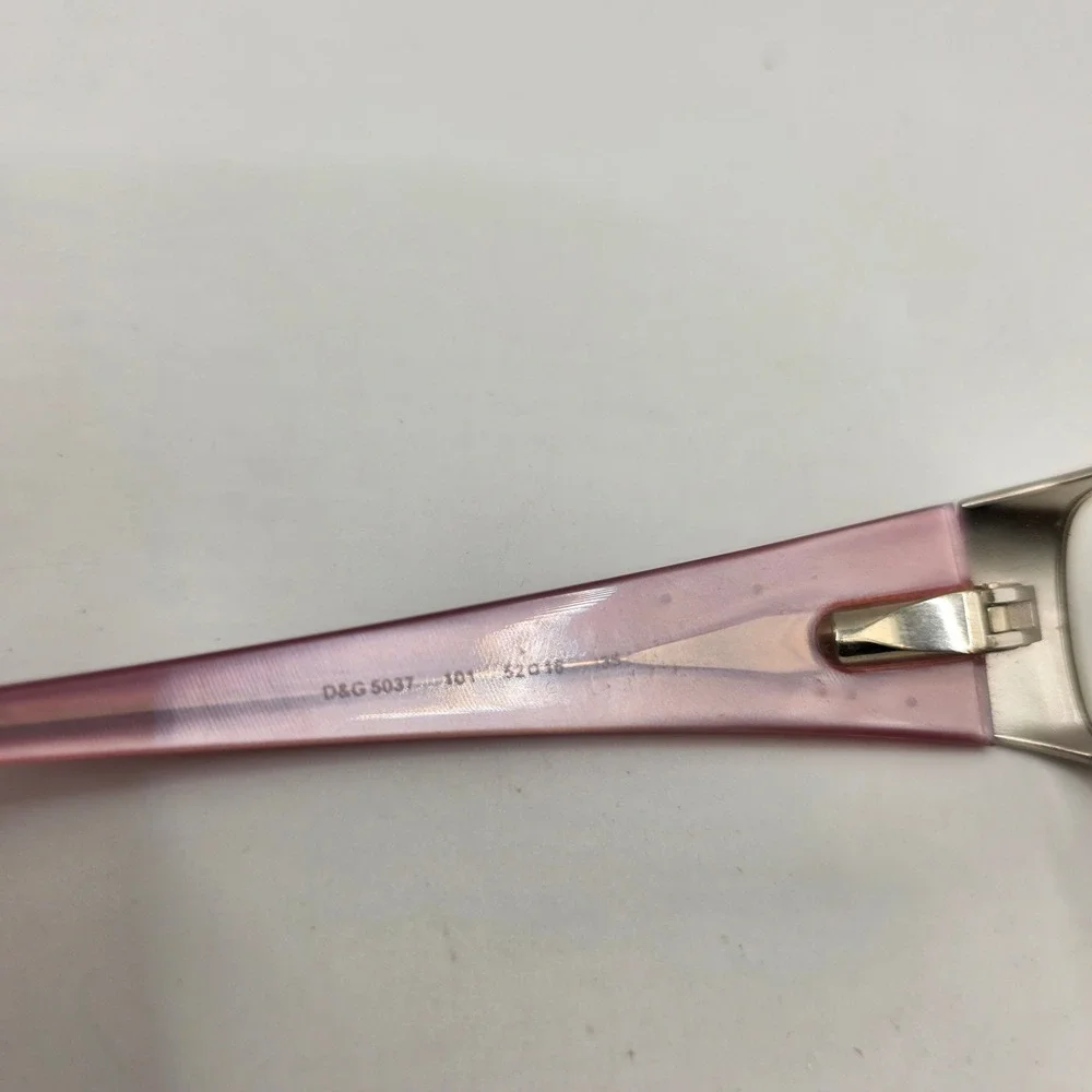 D&G Dolce & Gabbana 5037 101 Silver Pink‎ Rectangular Frames 52-16-135 Y2K Vtg
